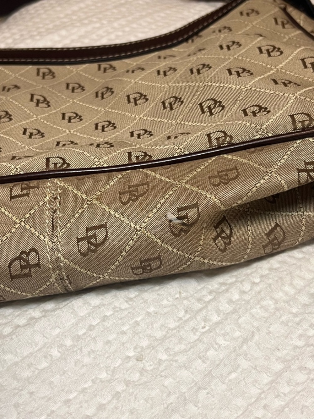 Dooney & Bourke Beige & Brown Signature Canvas Shoulder Bag - Picture 4 of 6